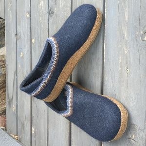 Haflinger Wool Felt Clog, Navy, European size 40